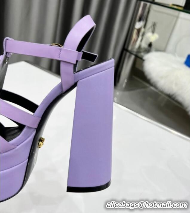 Affordable Price Versace Calfskin La Medusa Platform Sandals 15.5cm 011329 Purple