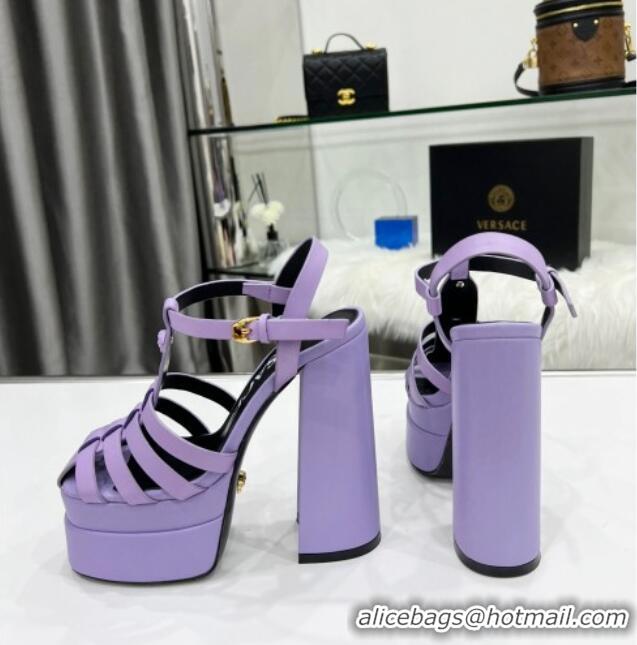 Affordable Price Versace Calfskin La Medusa Platform Sandals 15.5cm 011329 Purple