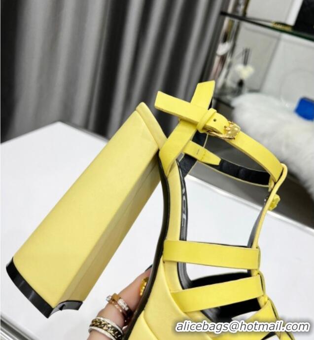 Best Luxury Versace Calfskin La Medusa Platform Sandals 15.5cm 011329 Yellow