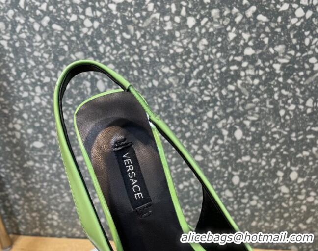 Super Quality Versace Medusa Patent Leather Slingback Pumps 6cm 011336 Green