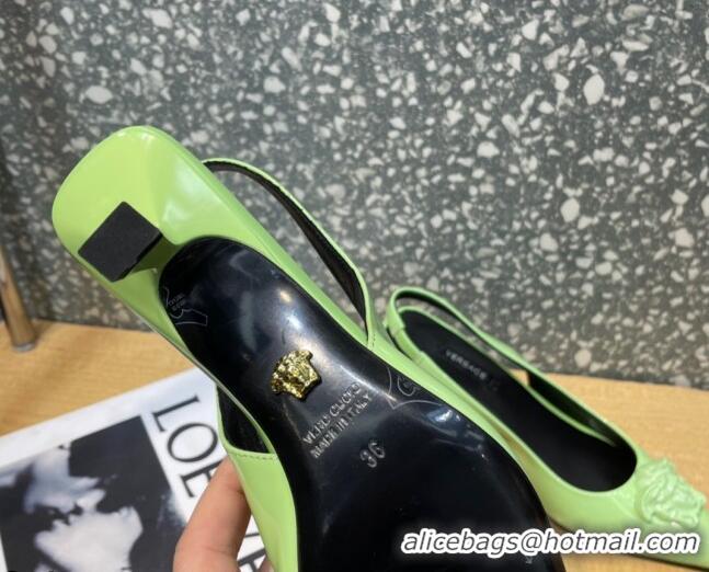 Super Quality Versace Medusa Patent Leather Slingback Pumps 6cm 011336 Green