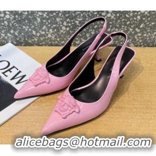 Good Product Versace Medusa Patent Leather Slingback Pumps 6cm 011336 Pink