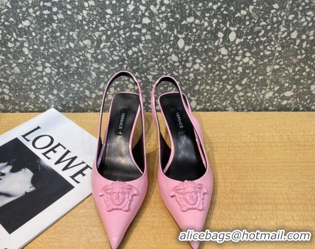 Good Product Versace Medusa Patent Leather Slingback Pumps 6cm 011336 Pink