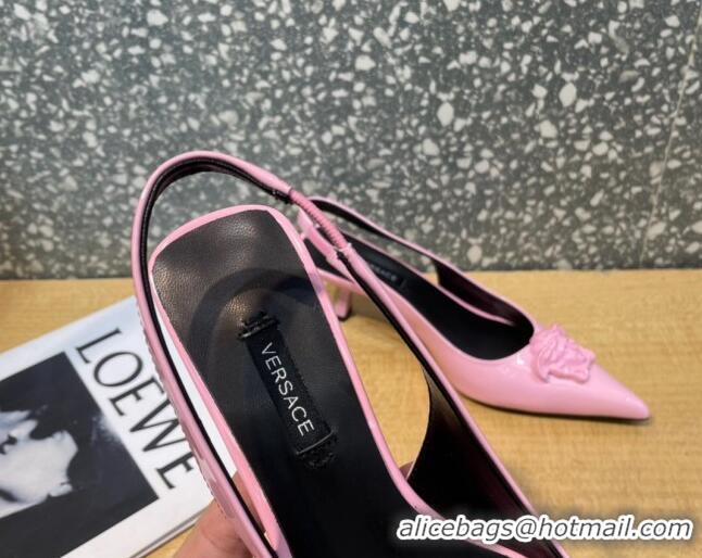 Good Product Versace Medusa Patent Leather Slingback Pumps 6cm 011336 Pink