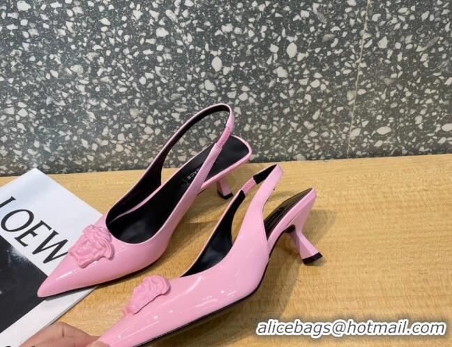 Good Product Versace Medusa Patent Leather Slingback Pumps 6cm 011336 Pink