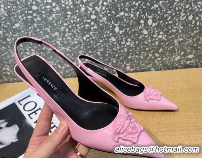 Good Product Versace Medusa Patent Leather Slingback Pumps 6cm 011336 Pink