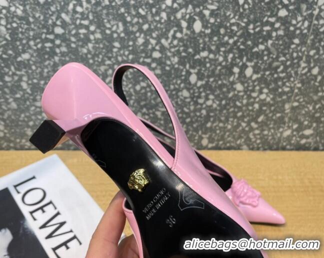 Good Product Versace Medusa Patent Leather Slingback Pumps 6cm 011336 Pink