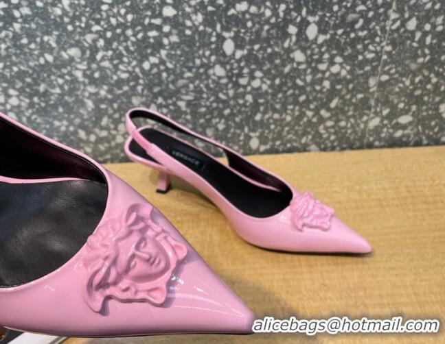 Good Product Versace Medusa Patent Leather Slingback Pumps 6cm 011336 Pink