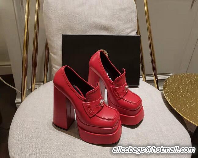 Low Price Versace Intrico High Heel Platform Loafers Pumps 15.5cm 011342 Red