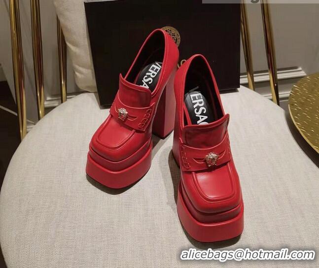 Low Price Versace Intrico High Heel Platform Loafers Pumps 15.5cm 011342 Red