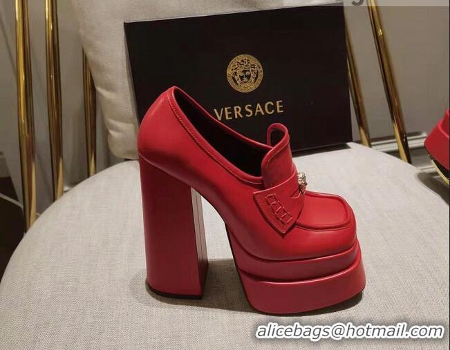 Low Price Versace Intrico High Heel Platform Loafers Pumps 15.5cm 011342 Red