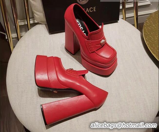 Low Price Versace Intrico High Heel Platform Loafers Pumps 15.5cm 011342 Red