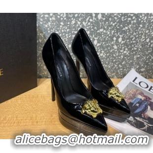 Good Product Versace La Medusa Patent Leather Plarform Pumps 14.5cm 011348 Black