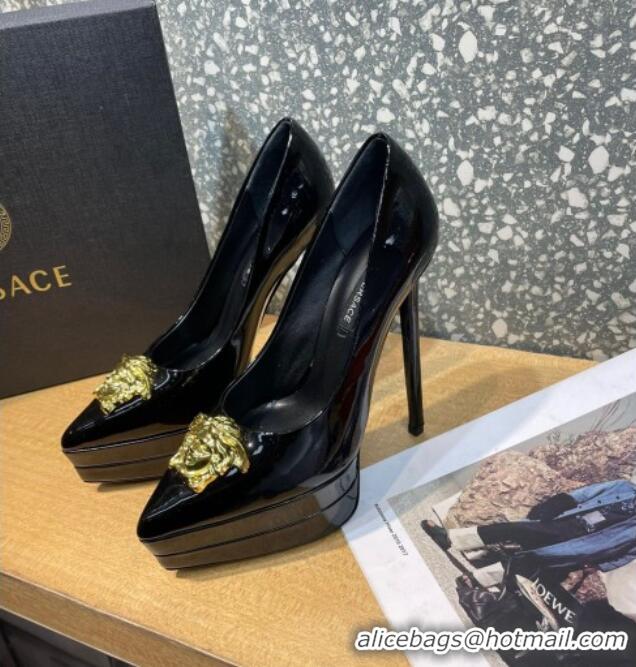 Good Product Versace La Medusa Patent Leather Plarform Pumps 14.5cm 011348 Black