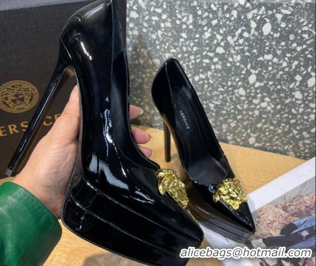 Good Product Versace La Medusa Patent Leather Plarform Pumps 14.5cm 011348 Black