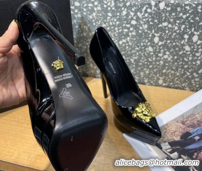 Good Product Versace La Medusa Patent Leather Plarform Pumps 14.5cm 011348 Black