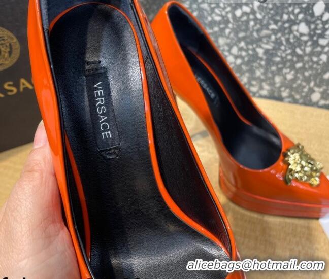 Discount Versace La Medusa Patent Leather Plarform Pumps 14.5cm 011348 Orange