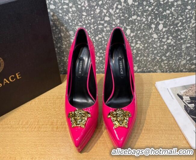 Grade Quality Versace La Medusa Patent Leather Plarform Pumps 14.5cm 011348 Hot Pink