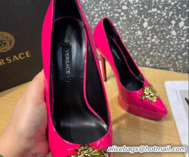 Grade Quality Versace La Medusa Patent Leather Plarform Pumps 14.5cm 011348 Hot Pink