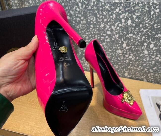 Grade Quality Versace La Medusa Patent Leather Plarform Pumps 14.5cm 011348 Hot Pink