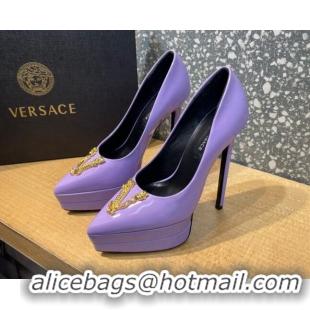 Good Taste Versace La Medusa Patent Leather Plarform Pumps 14.5cm 011348 Purple