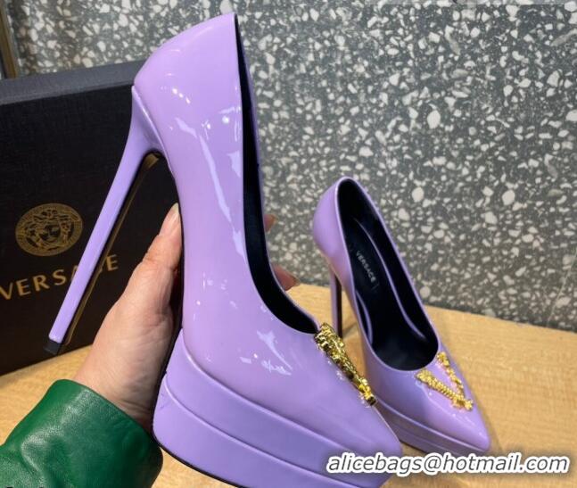 Good Taste Versace La Medusa Patent Leather Plarform Pumps 14.5cm 011348 Purple