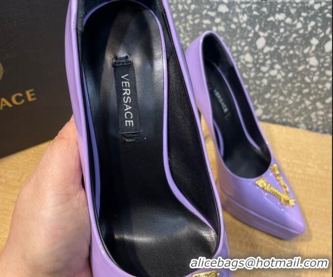 Good Taste Versace La Medusa Patent Leather Plarform Pumps 14.5cm 011348 Purple