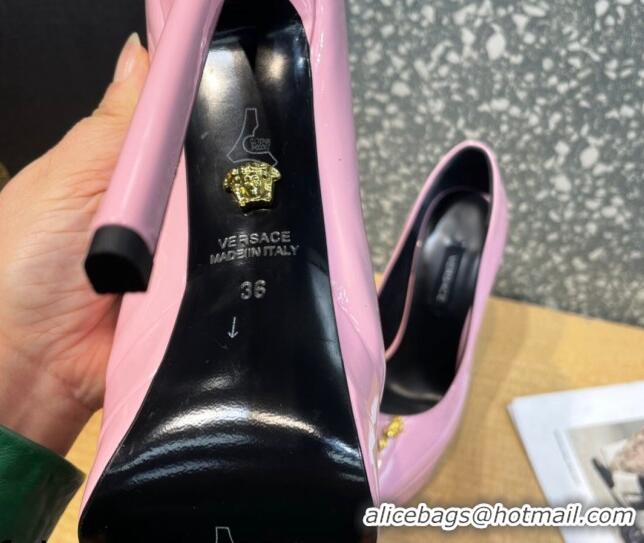 Good Quality Versace La Medusa Patent Leather Plarform Pumps 14.5cm 011348 Light Pink