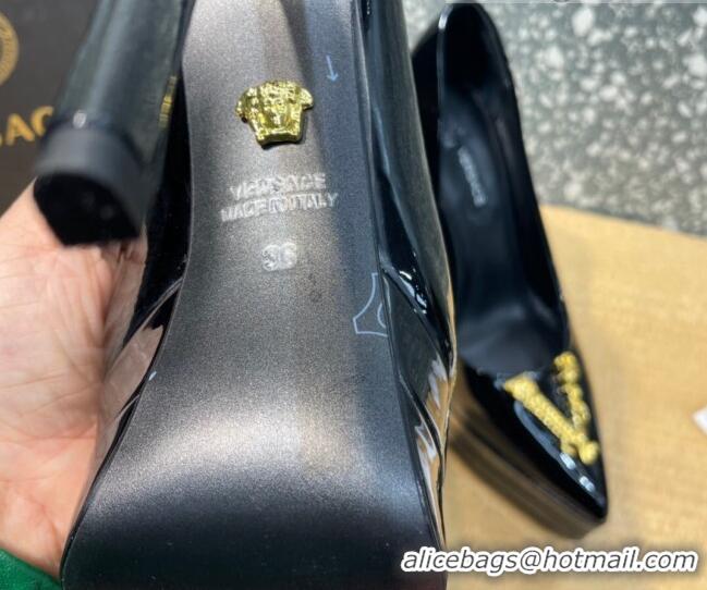 Stylish Versace La Medusa Patent Leather Plarform Pumps 14.5cm 011348 Black