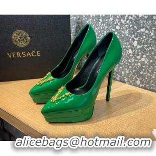 Luxurious Versace La Medusa Patent Leather Plarform Pumps 14.5cm 011348 Green