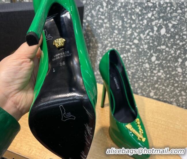 Luxurious Versace La Medusa Patent Leather Plarform Pumps 14.5cm 011348 Green