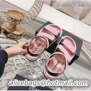 Promotional Chanel Suede Strap Flat Sandals C1420 Pink 2022