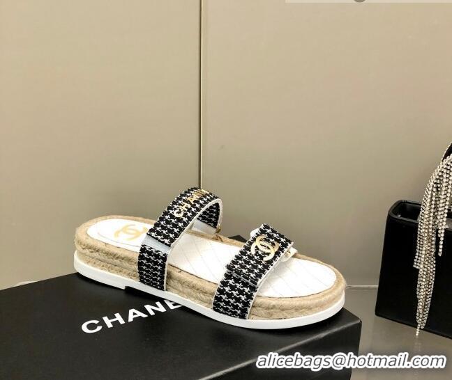 ​Promotional Chanel Houndstooth Slide Sandals C21424 Black/White 2022