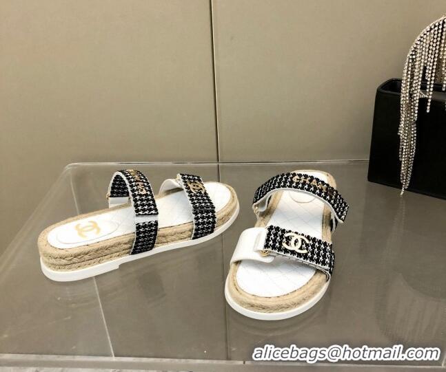 ​Promotional Chanel Houndstooth Slide Sandals C21424 Black/White 2022