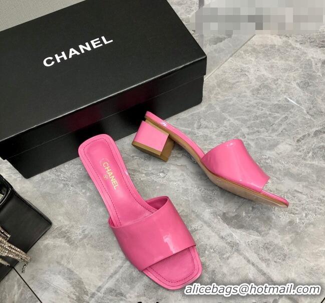 Best Quality Chanel Patent Calfskin Slide Sandals 4.5cm G38689 Pink 2022