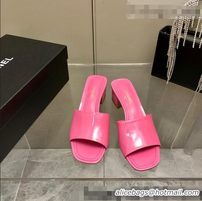 Best Quality Chanel Patent Calfskin Slide Sandals 4.5cm G38689 Pink 2022