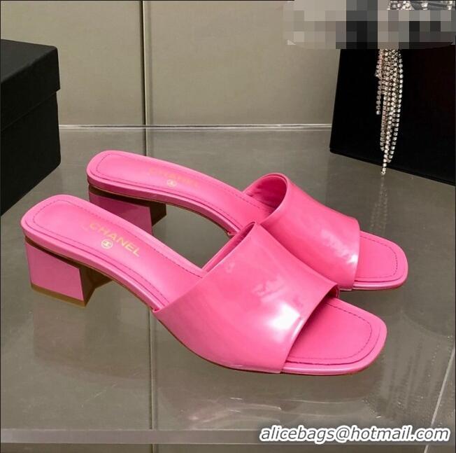 Best Quality Chanel Patent Calfskin Slide Sandals 4.5cm G38689 Pink 2022