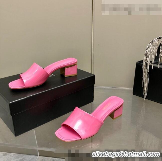 Best Quality Chanel Patent Calfskin Slide Sandals 4.5cm G38689 Pink 2022