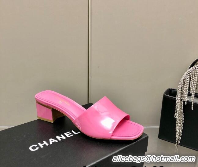 Best Quality Chanel Patent Calfskin Slide Sandals 4.5cm G38689 Pink 2022