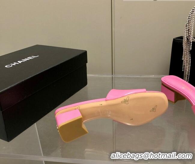 Best Quality Chanel Patent Calfskin Slide Sandals 4.5cm G38689 Pink 2022