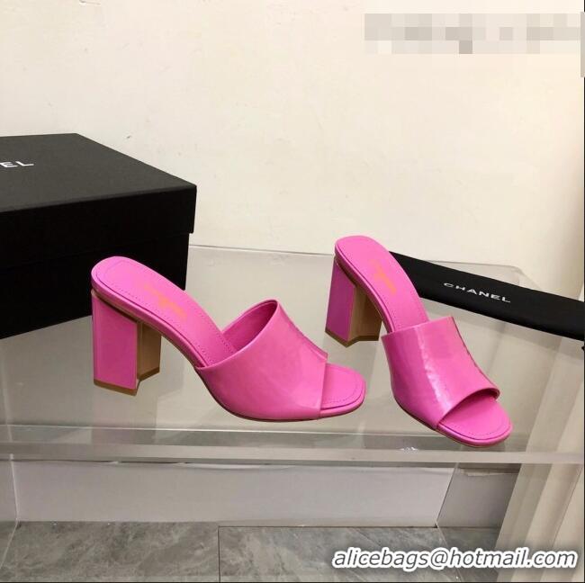 Promotional Chanel Patent Calfskin Slide Sandals 8.5cm G38688 Pink 2022