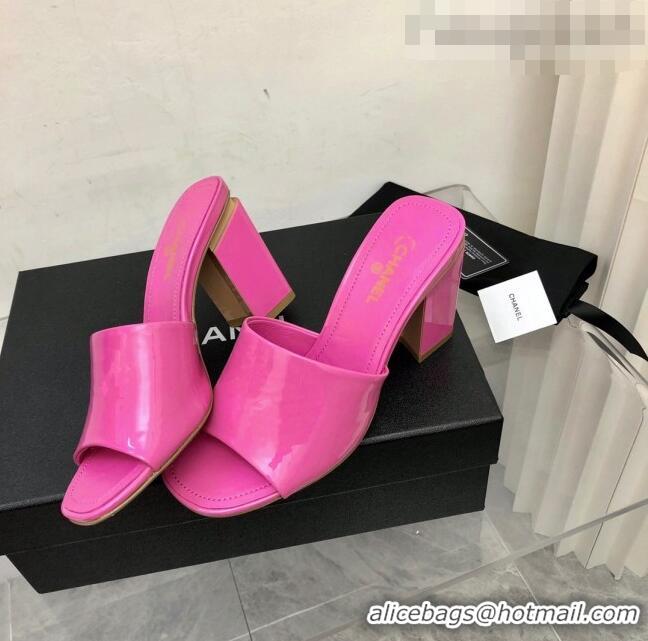 Promotional Chanel Patent Calfskin Slide Sandals 8.5cm G38688 Pink 2022