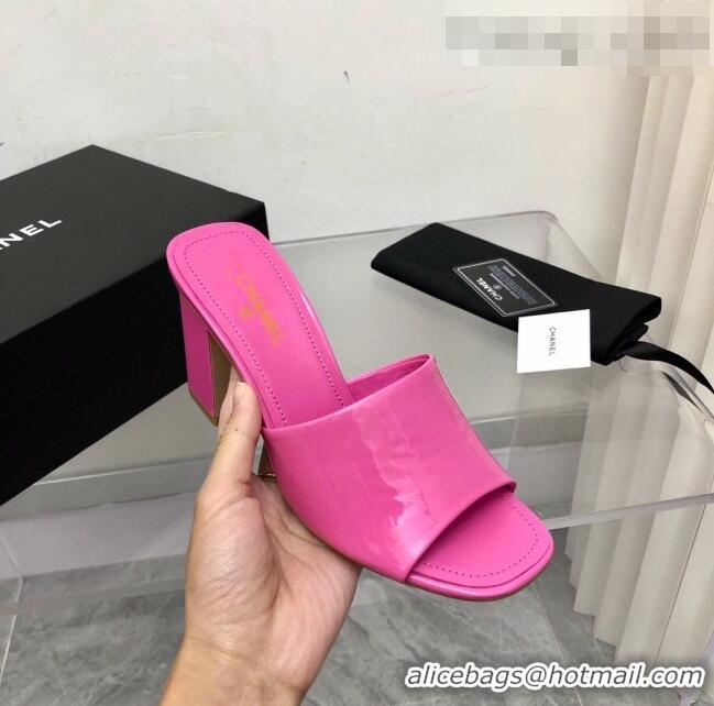 Promotional Chanel Patent Calfskin Slide Sandals 8.5cm G38688 Pink 2022