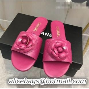 ​Discount Chanel Quilted Lambskin Slide Sandals 2.5cm with Bloom Charm C21508 Pink 2022