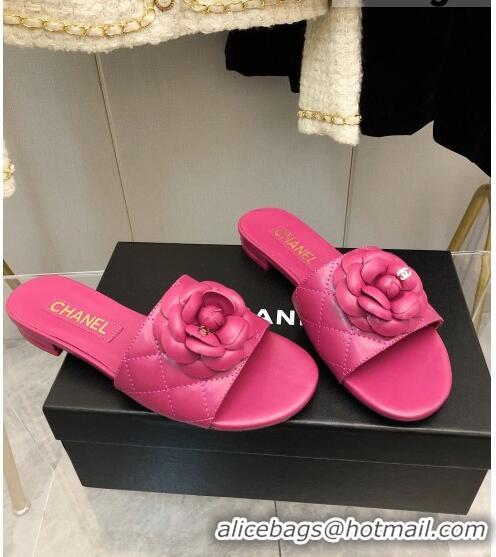 ​Discount Chanel Quilted Lambskin Slide Sandals 2.5cm with Bloom Charm C21508 Pink 2022