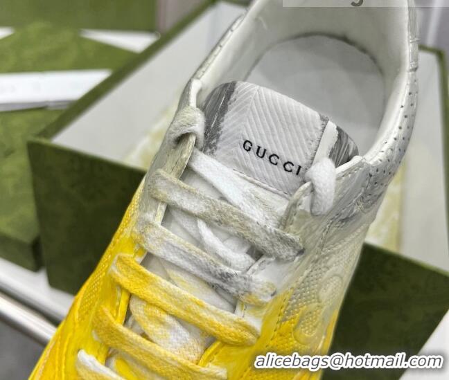 Purchase Gucci Chunky B GG Embossed Leather Sneaker 021601 Yellow/Grey