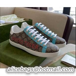 Best Price Gucci Tiger Ace GG Canvas Sneakers Blue Leather 021607