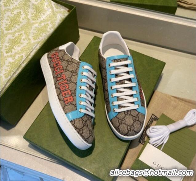 Best Price Gucci Tiger Ace GG Canvas Sneakers Blue Leather 021607