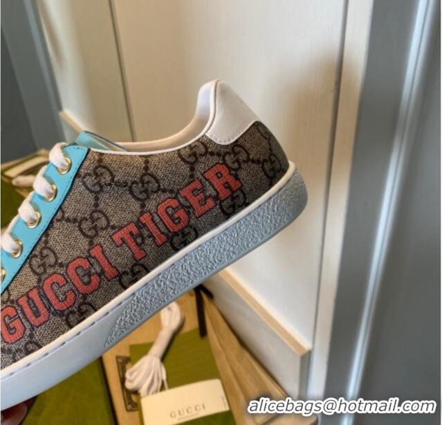 Best Price Gucci Tiger Ace GG Canvas Sneakers Blue Leather 021607