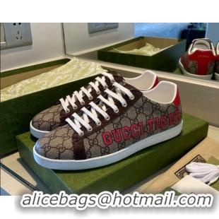 Super Quality Gucci Tiger Ace GG Canvas Sneakers Brown Leather 021608